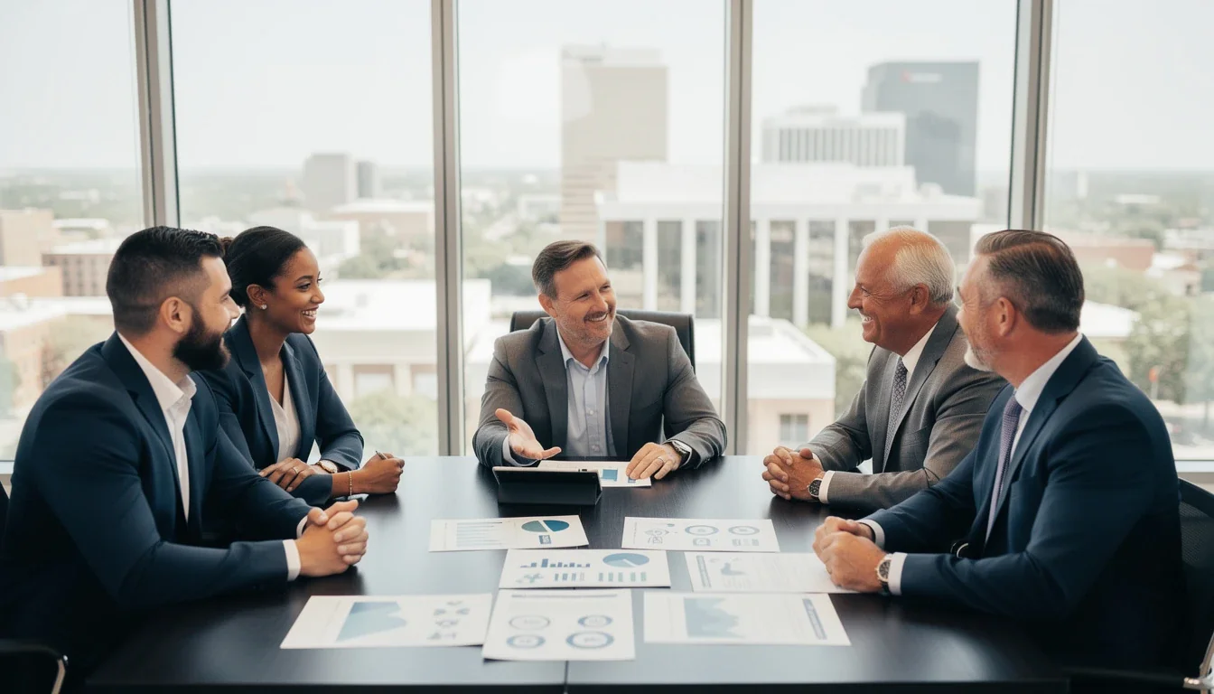 A professional team working on impact of credit factors beyond credit score texas solutions in a modern office environment