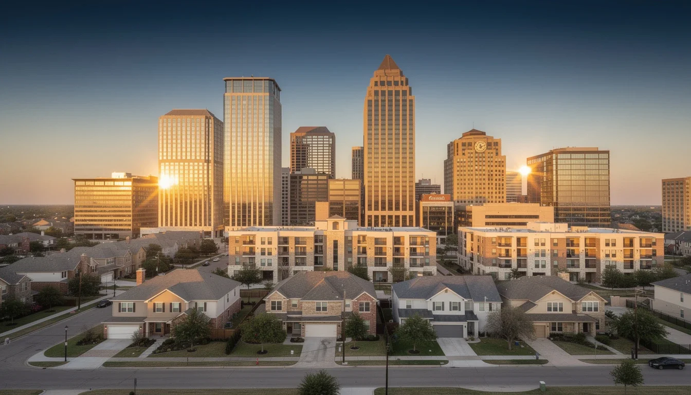 A professional team working on texas real estate trends affecting mortgage strategies solutions in a modern office environment
