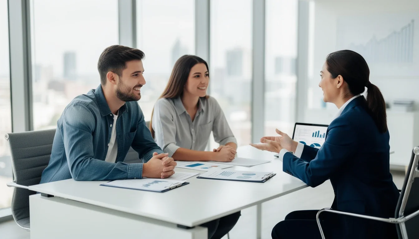 A professional team working on using life insurance to improve mortgage approval solutions in a modern office environment