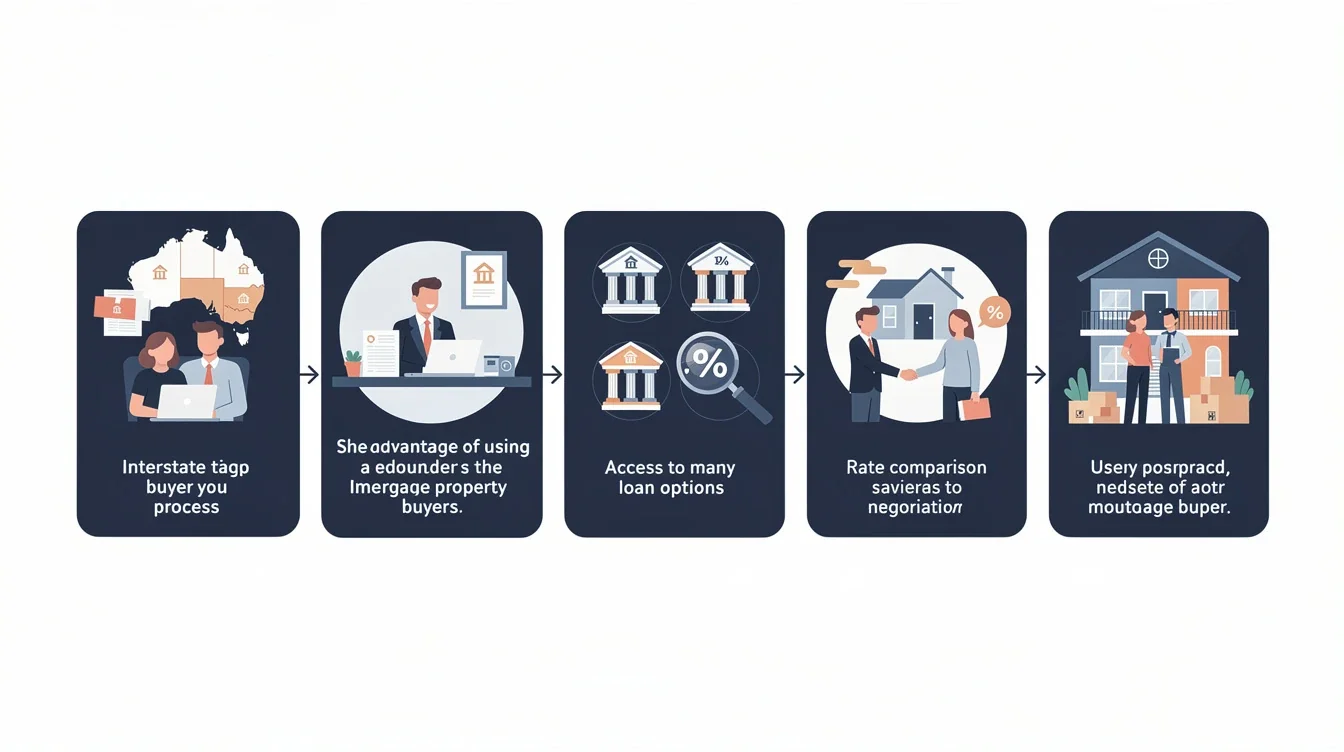 A step-by-step visual process guide demonstrating how advantages mortgage broker for interstate buyers works