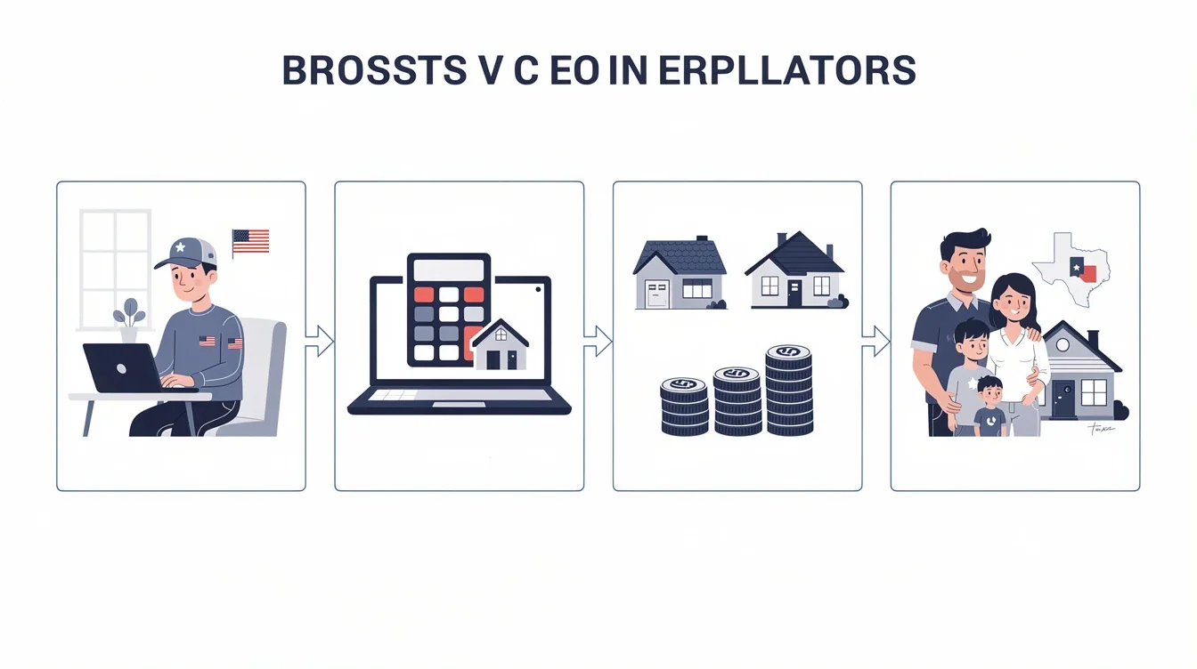 A step-by-step visual process guide demonstrating how va loan calculator benefits texas veterans works