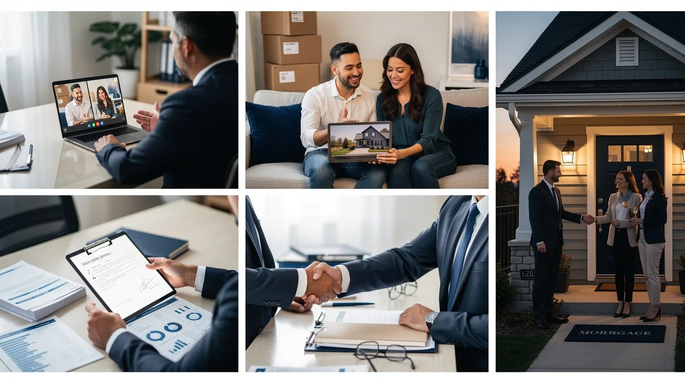 A step-by-step visual process guide demonstrating how mortgage broker process for out-of-state buyers works