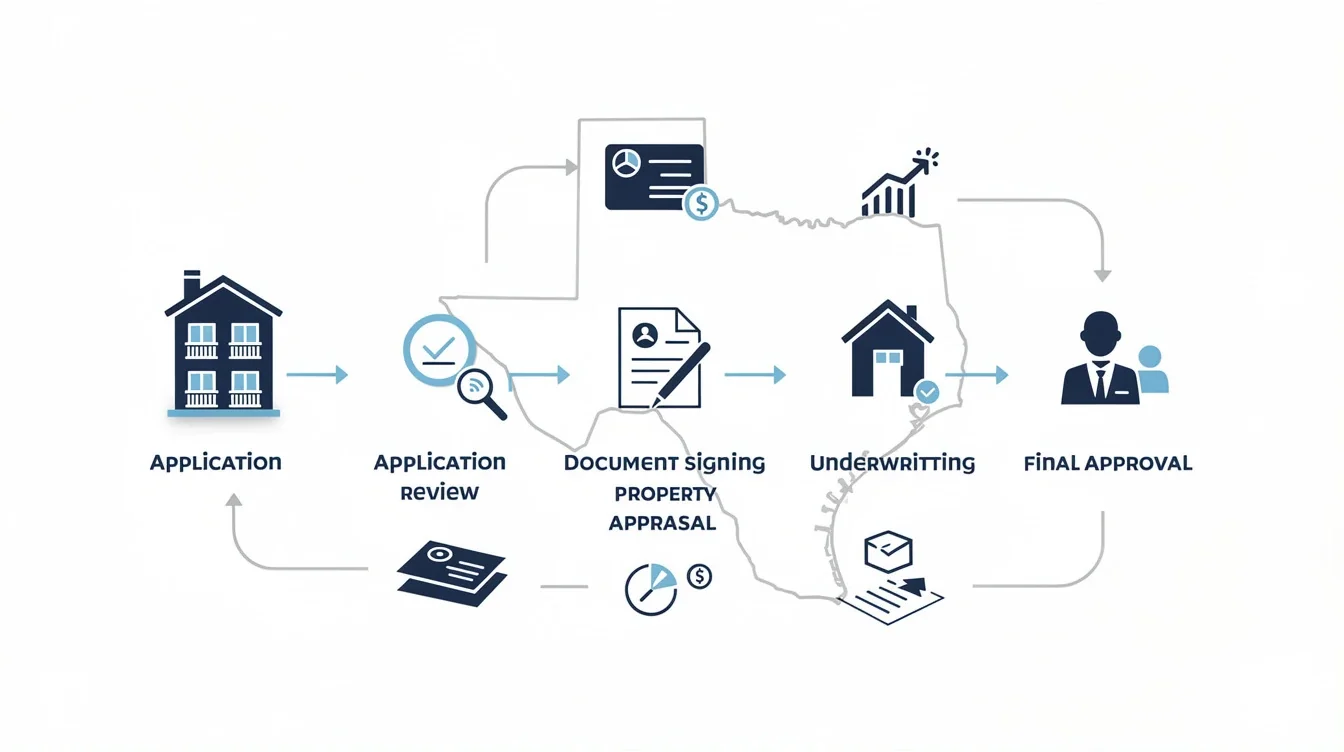 A step-by-step visual process guide demonstrating how mortgage closing timeline investment properties texas works