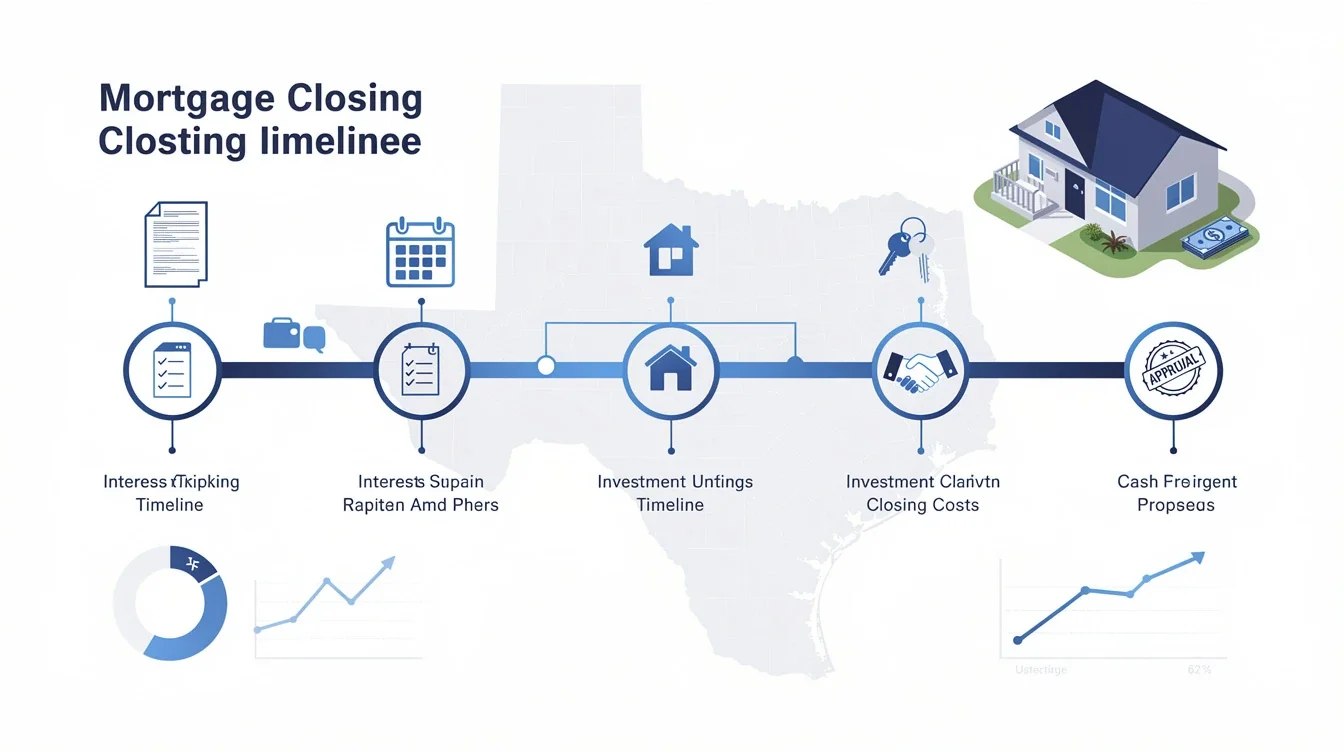 A summary infographic highlighting best practices for mortgage closing timeline investment properties texas