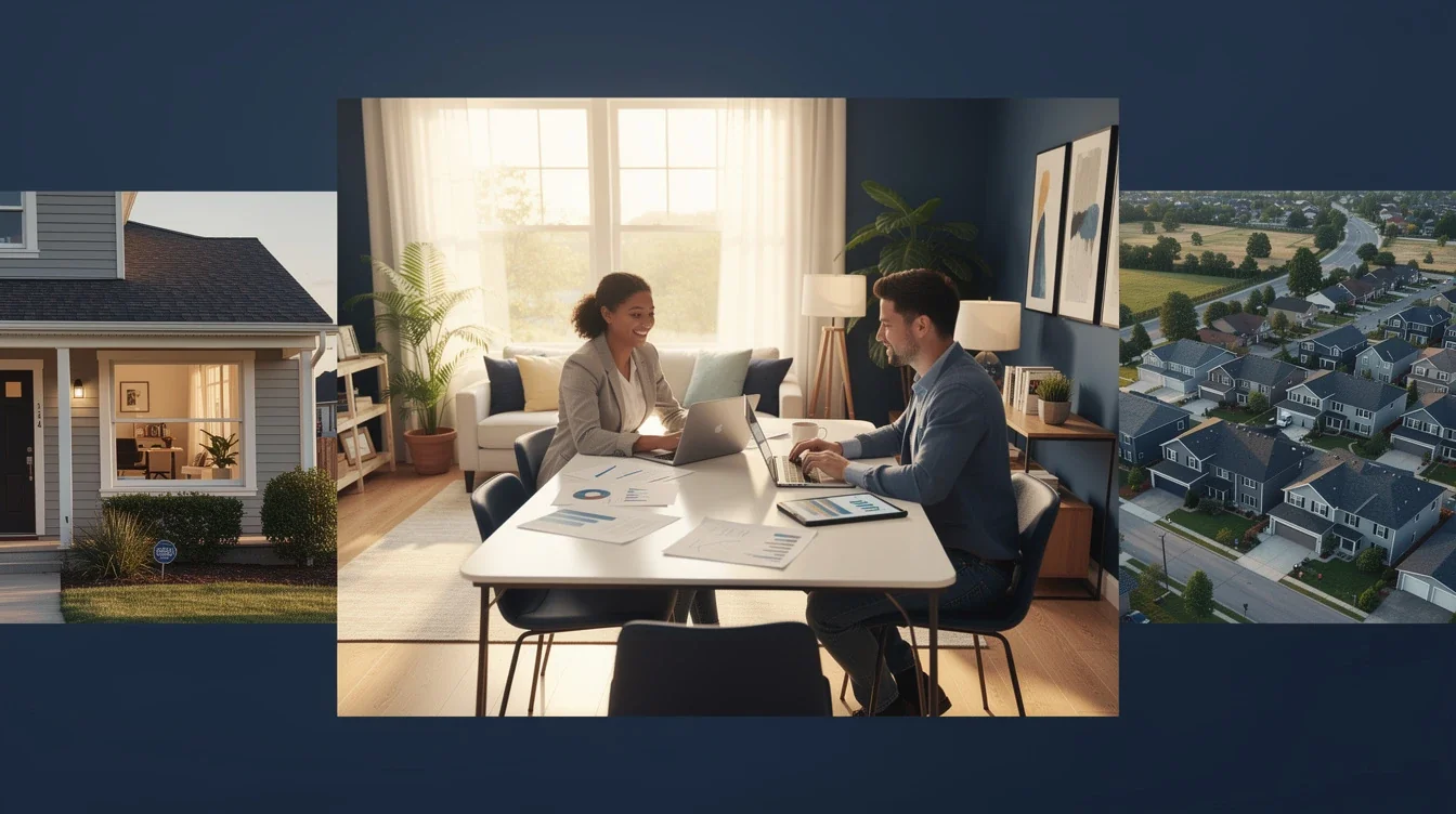 An illustrated diagram showing the key benefits of remote work mortgage trends 2026 usa strategies