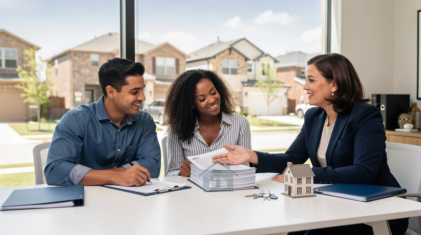 A professional team working on title insurance closing costs texas first time buyers solutions in a modern office environment