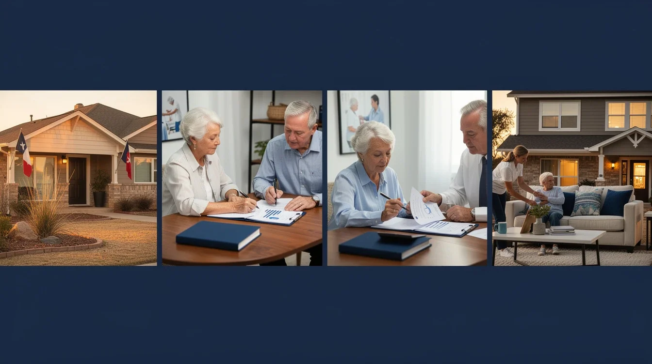 A step-by-step visual process guide demonstrating how reverse mortgage long term care texas works