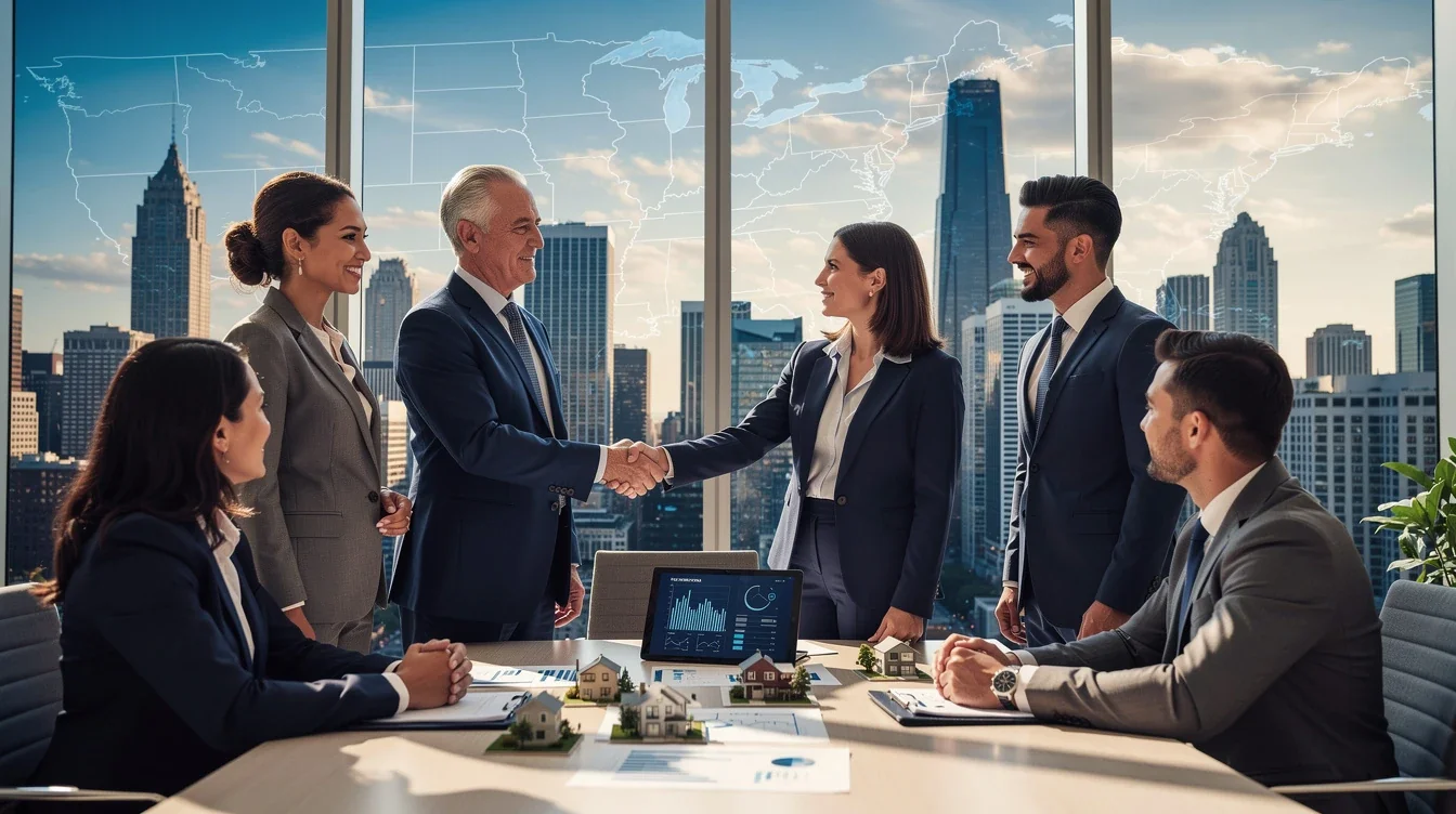 A professional team working on benefits of mortgage brokers for multi state investors solutions in a modern office environment